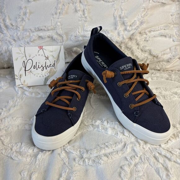Sperry Shoes - Sperry Navy Canvas Lace-Up Sneakers | Memory Foam | Women’s 7.5